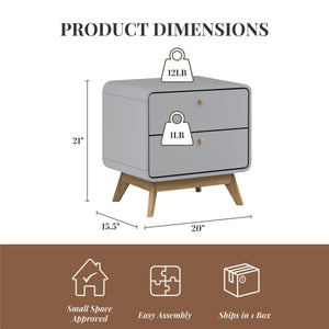 Ren Home Leva 2 Drawer Nightstand - Gray