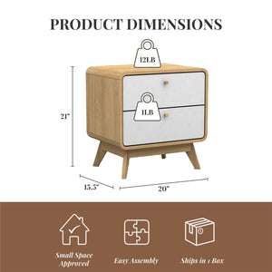 Ren Home Leva 2 Drawer Nightstand - Oak