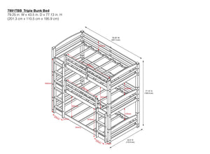 DHP Sierra Kids' Wood Triple Bunk Bed - Gray