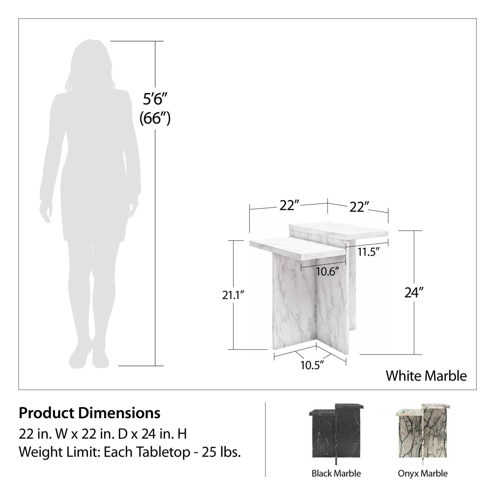 CosmoLiving Brielle Accent Table - Onyx Marble