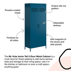 Mr. Kate Annie Tall Metal 2 Door Cabinet - Deep Ocean Blue