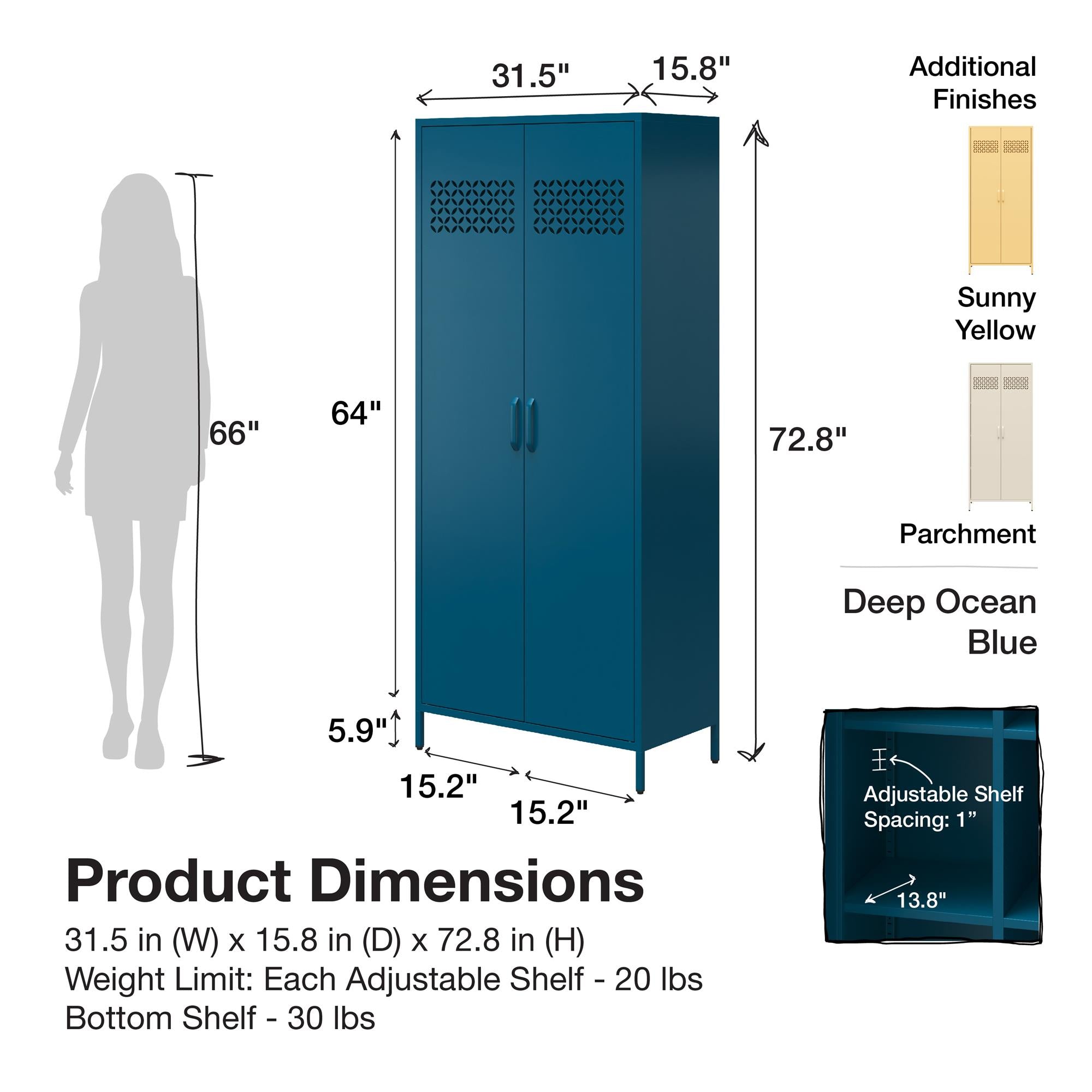 Mr. Kate Annie Tall Metal 2 Door Cabinet - Parchment