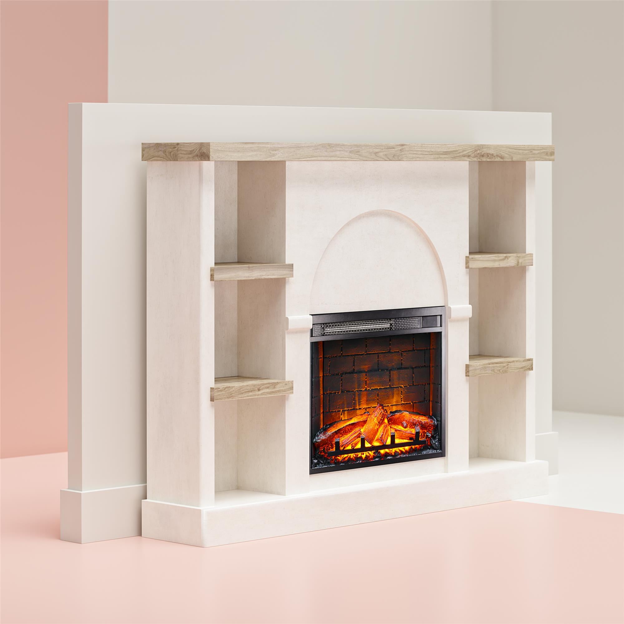 Mr. Kate Winston Fireplace Mantel with Built-in Bookshelves  - Plaster