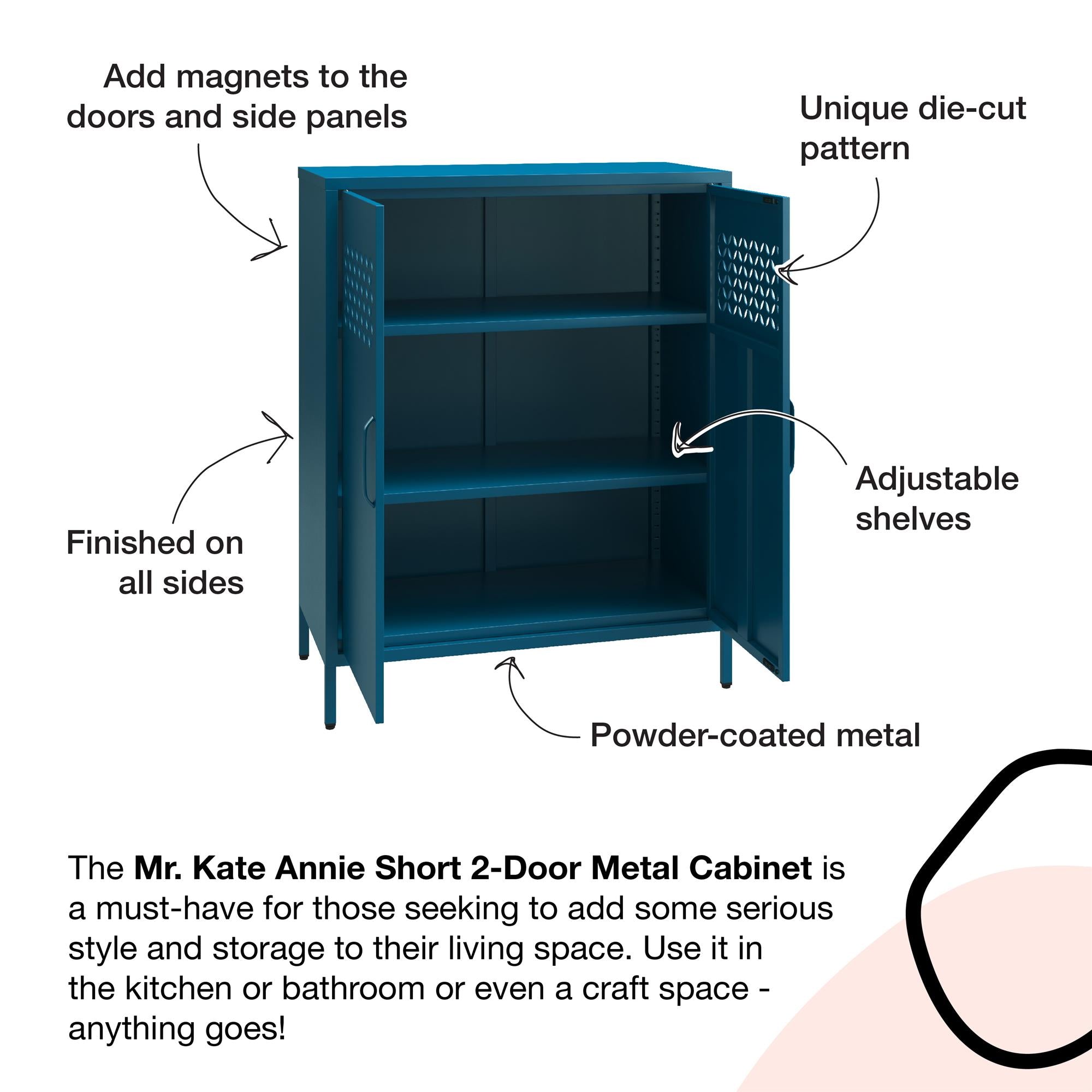 Mr. Kate Annie Short Metal 2 Door Cabinet - Parchment