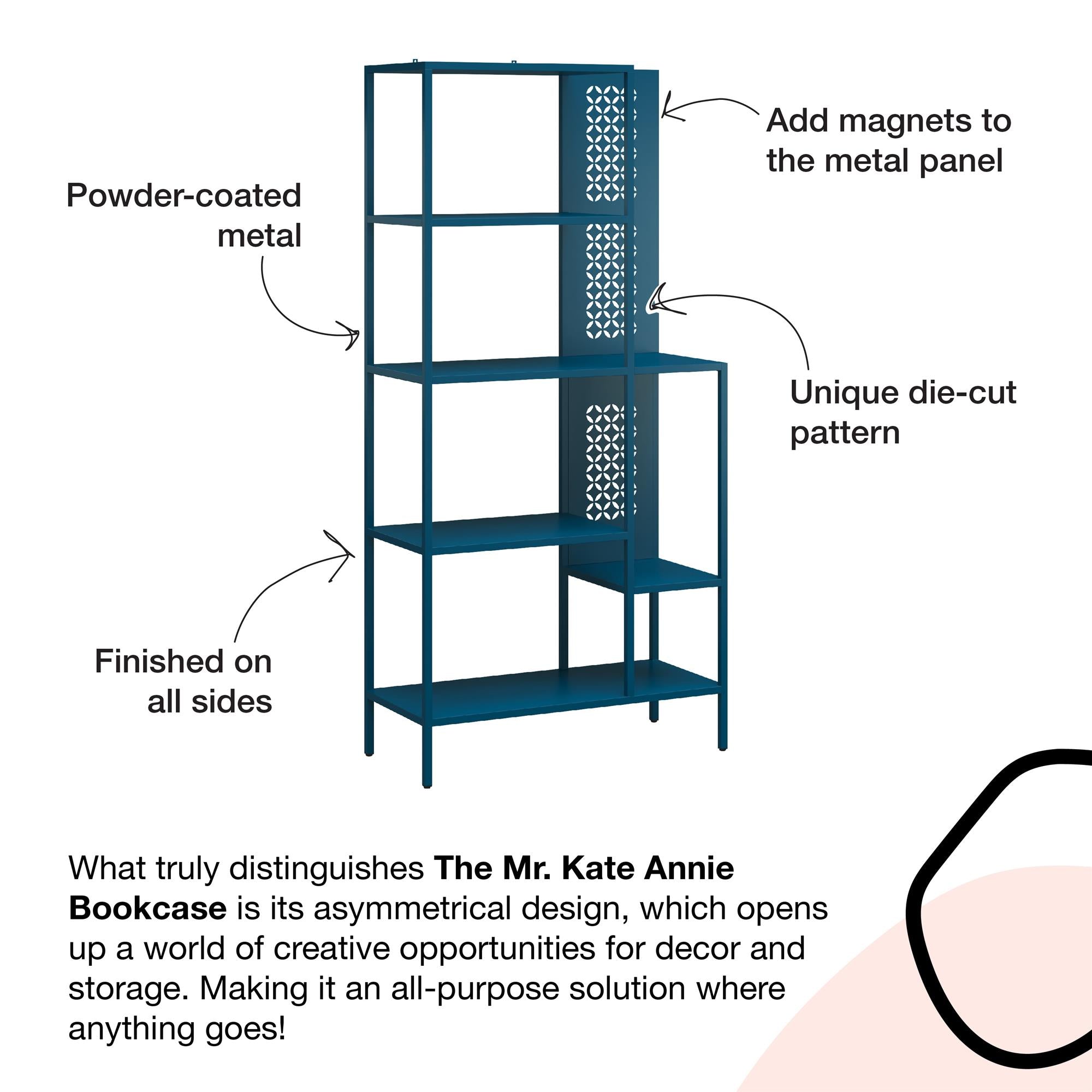 Mr. Kate Annie Metal Bookcase - Deep Ocean Blue