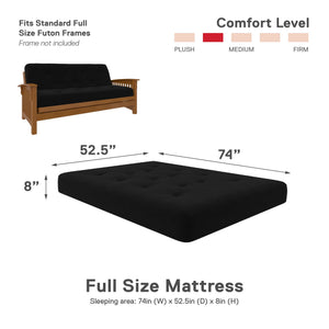 DHP Trule 8" Pocket Spring Futon Mattress - Black - Full