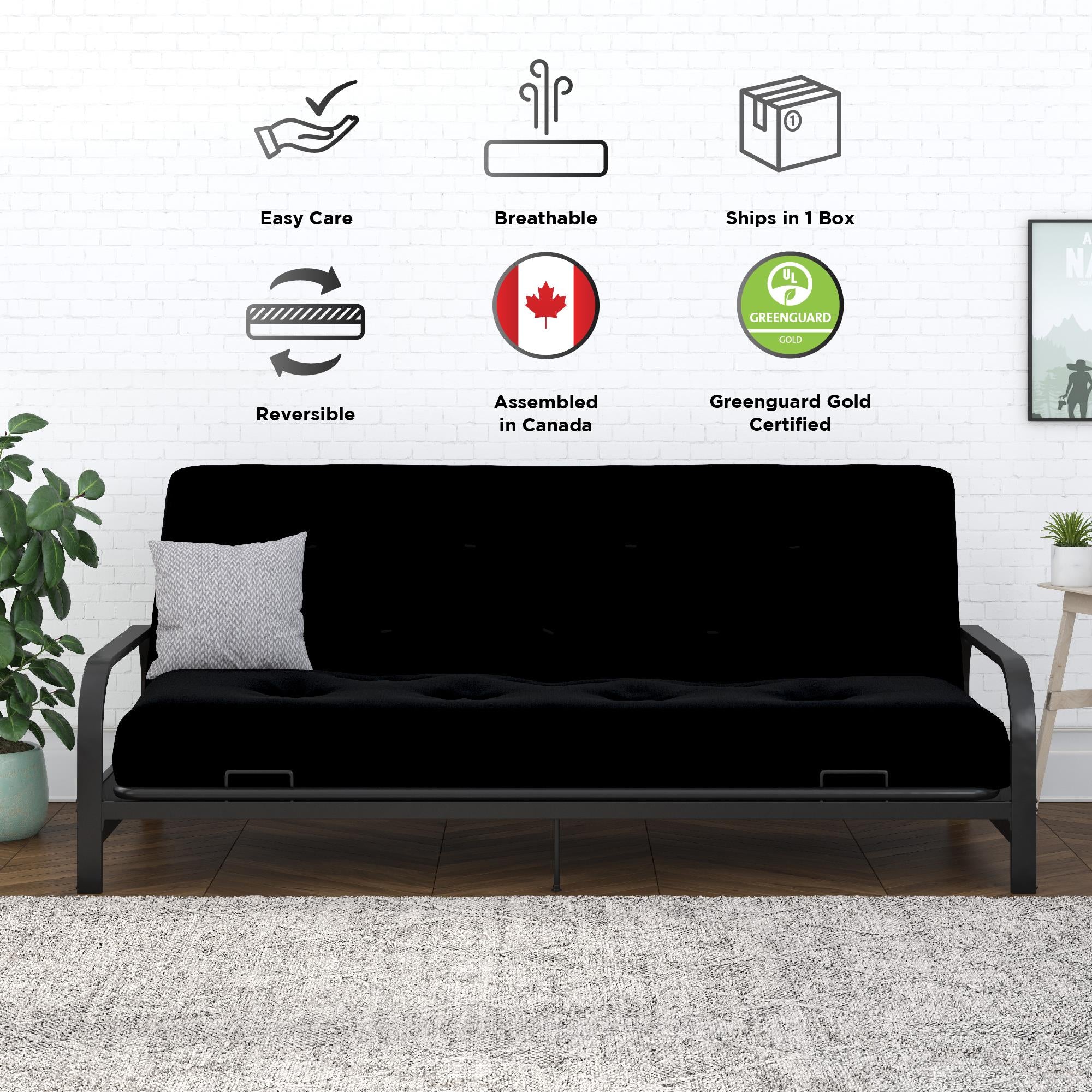 DHP Trule 8" Pocket Spring Futon Mattress - Black - Full