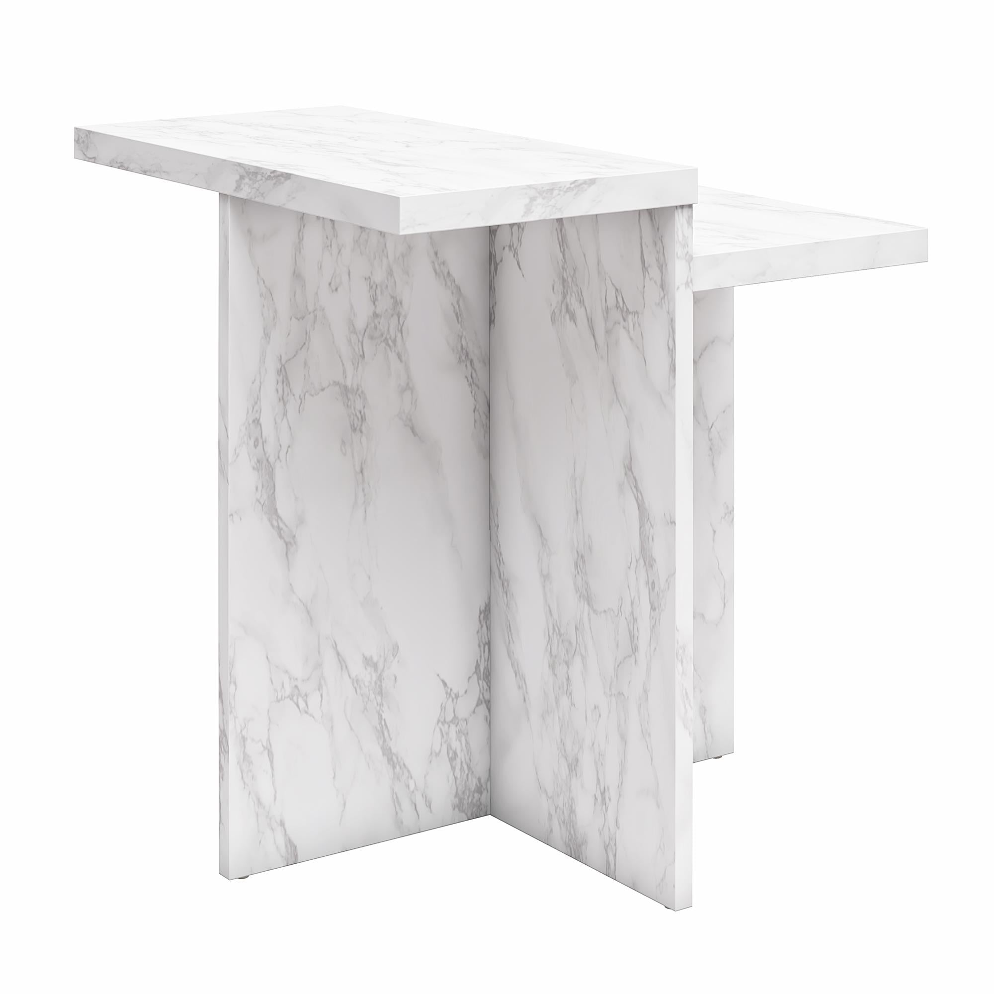 CosmoLiving Brielle Accent Table - White marble