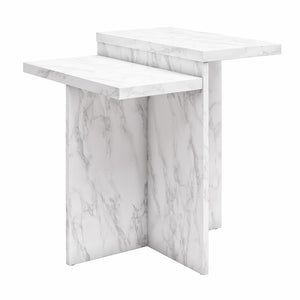 CosmoLiving Brielle Accent Table - White marble