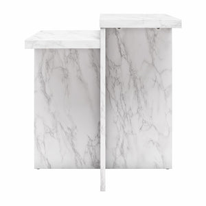 CosmoLiving Brielle Accent Table - White marble
