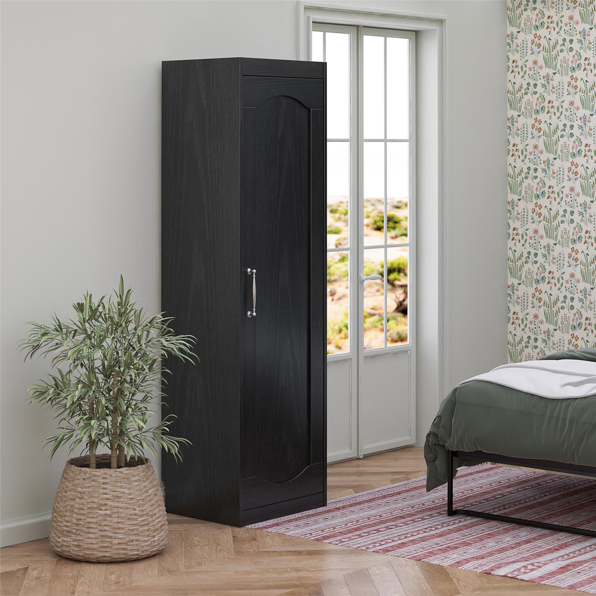 Novogratz Her Majesty Wardrobe Storage Cabinet with Shelves - Black Oak