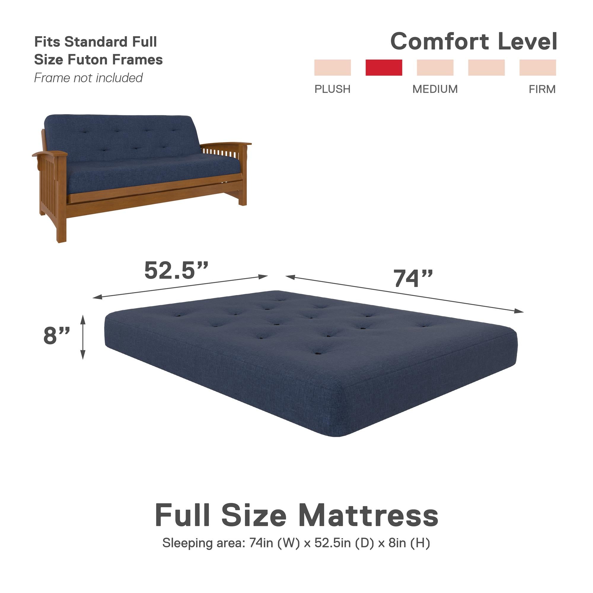 DHP Trule 8" Pocket Spring Futon Mattress - Indigo Blue - Full