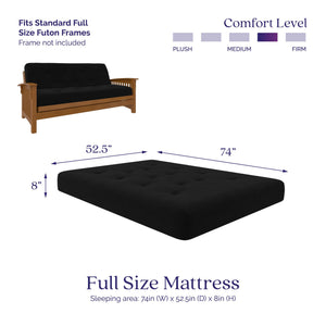 Signature Sleep Braga 8" Pocket Spring Full Size Futon Mattress - Black - Full