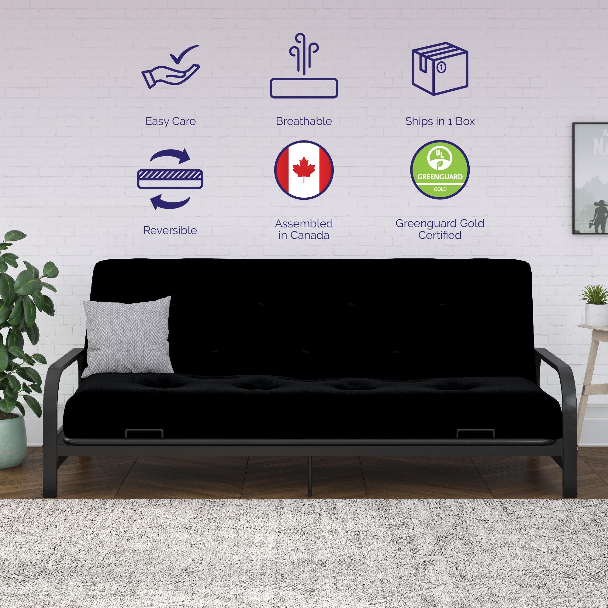 Signature Sleep Braga 8" Pocket Spring Full Size Futon Mattress - Black - Full