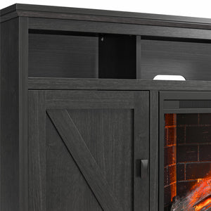 Ameriwood Home Ashton Lane Electric Fireplace TV Stand with Remote for TVs up to 65in - Black Oak