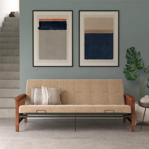 DHP Brixen Futon Set with Wood Frame and 6" Polyester Mattress - Tan - Full