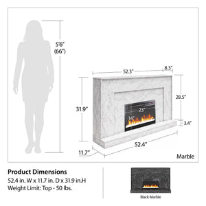 CosmoLiving Liberty Mantel Fireplace - White marble