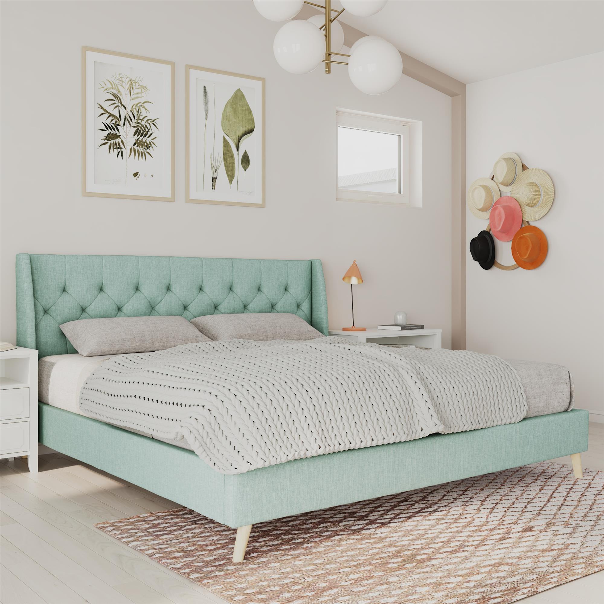 Novogratz Her Majesty Upholstered Bed - Green - King