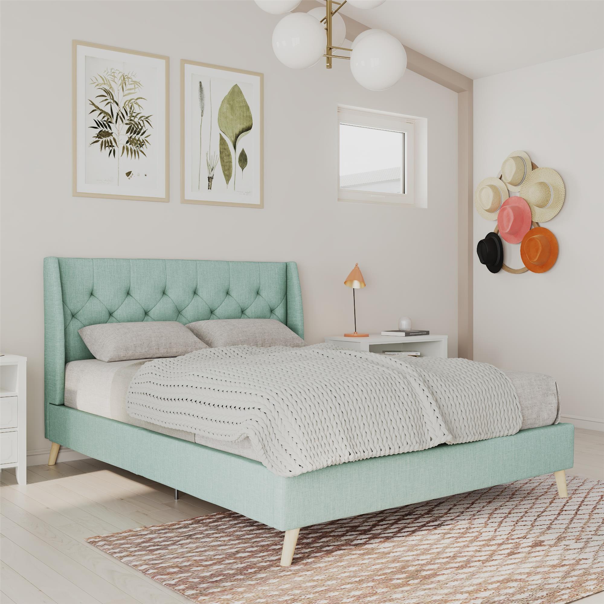 Novogratz Her Majesty Upholstered Bed - Green - Queen