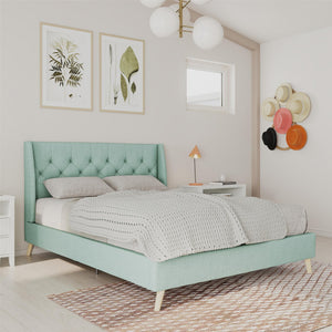 Novogratz Her Majesty Upholstered Bed - Green - Queen