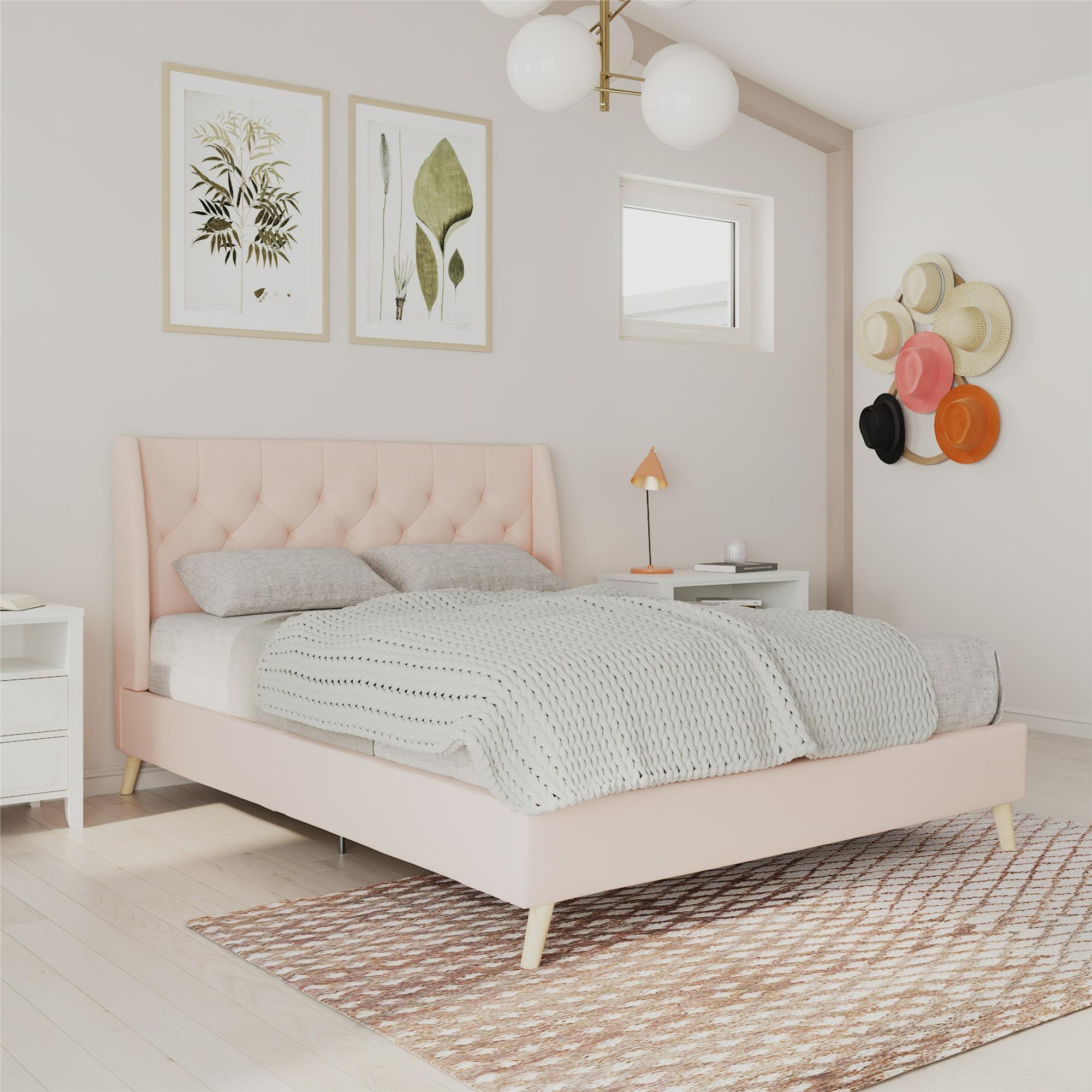 Novogratz Her Majesty Upholstered Bed - Pink - Queen