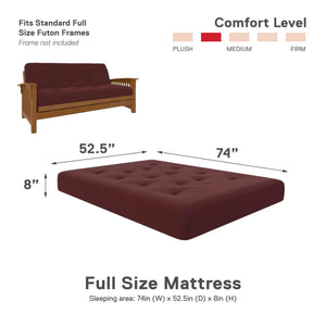 DHP Trule 8" Spring Futon Mattress - Ruby Red - Full
