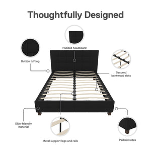 DHP Rose Upholstered Bed Frame - Black - Queen