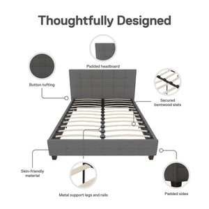 DHP Rose Upholstered Bed Frame - Gray - Queen