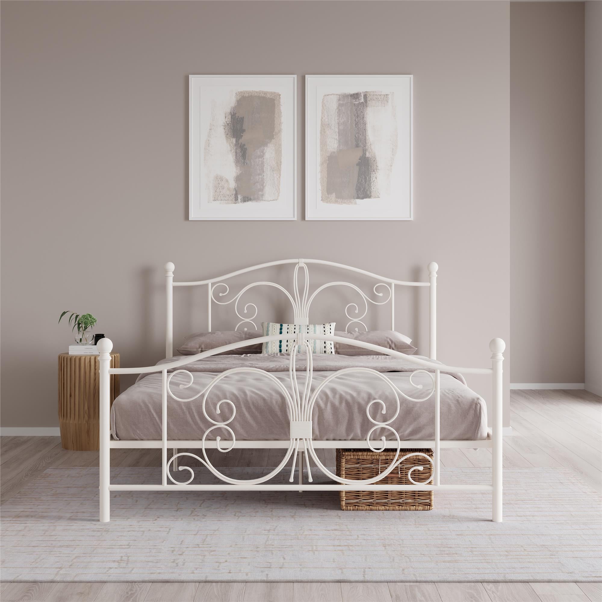 DHP Bombay Metal Bed Frame - White - Queen