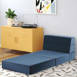 Novogratz The Flower Modular Chair and Lounger - Indigo Blue Velour