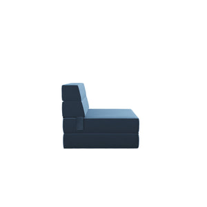 Novogratz The Flower Modular Chair and Lounger - Indigo Blue Velour