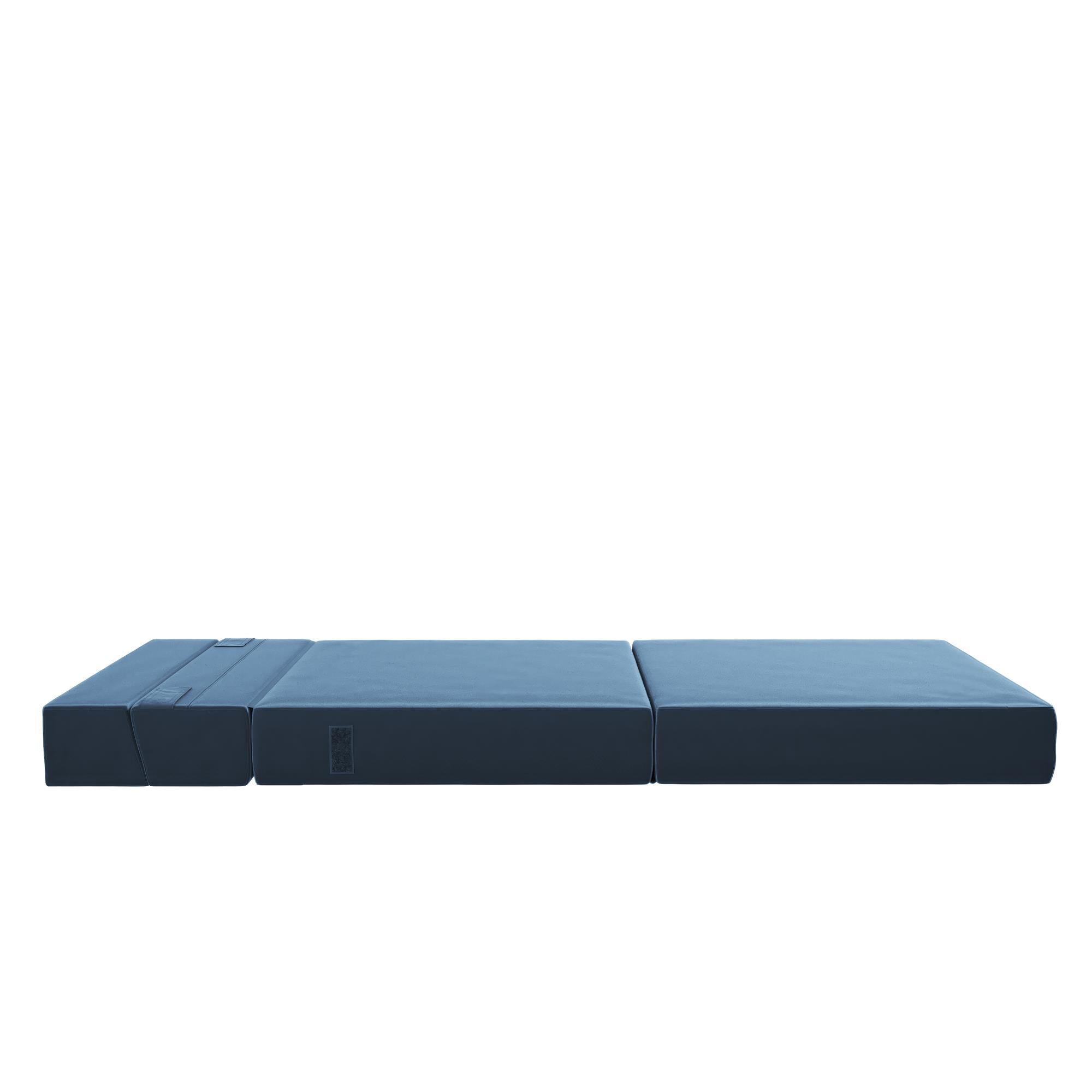 Novogratz The Flower Modular Chair and Lounger - Indigo Blue Velour