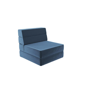 Novogratz The Flower Modular Chair and Lounger - Indigo Blue Velour
