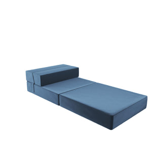 Novogratz The Flower Modular Chair and Lounger - Indigo Blue Velour