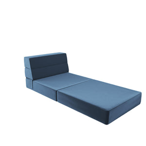Novogratz The Flower Modular Chair and Lounger - Indigo Blue Velour