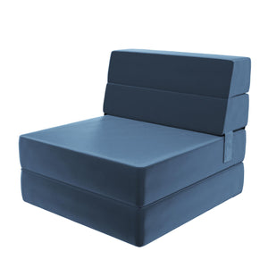 Novogratz The Flower Modular Chair and Lounger - Indigo Blue Velour