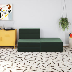 Novogratz The Flower Modular Chair and Lounger - Green Velour