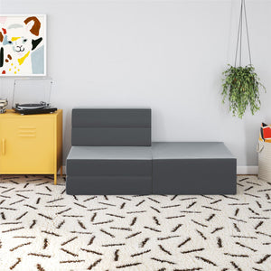 Novogratz The Flower Modular Chair and Lounger - Gray Velour
