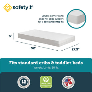 Safety 1st Sweet Dreams Standard Firm Baby Crib & Toddler Bed Mattress - White - Crib & Toddler Mattress