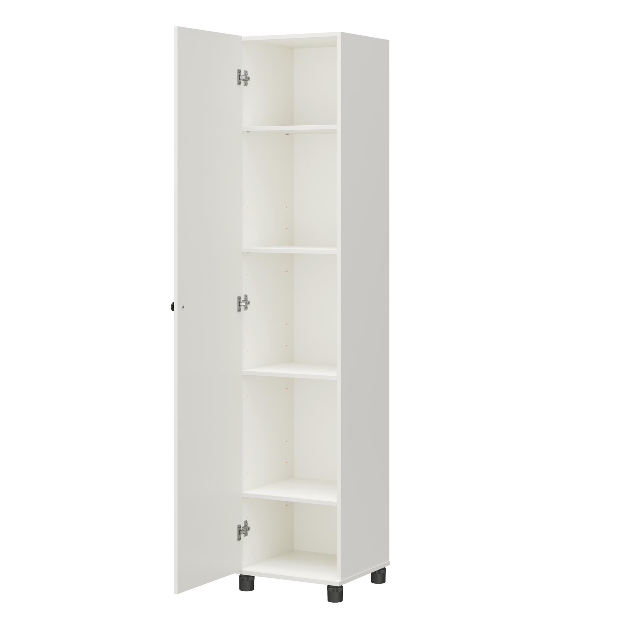 Systembuild Evolution Kendall Fluted 16" Wide 1 Door Storage Cabinet - White