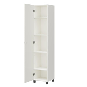 Systembuild Evolution Kendall Fluted 16" Wide 1 Door Storage Cabinet - White