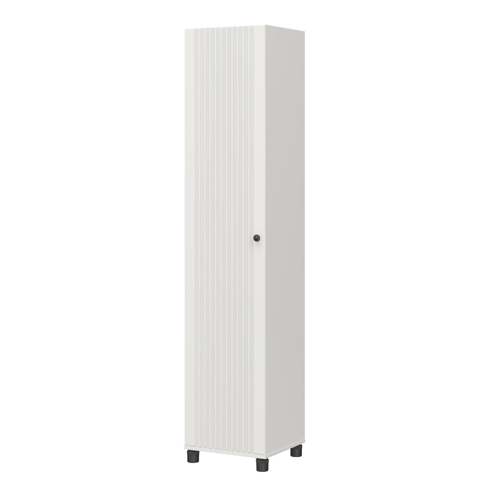 Systembuild Evolution Kendall Fluted 16" Wide 1 Door Storage Cabinet - White