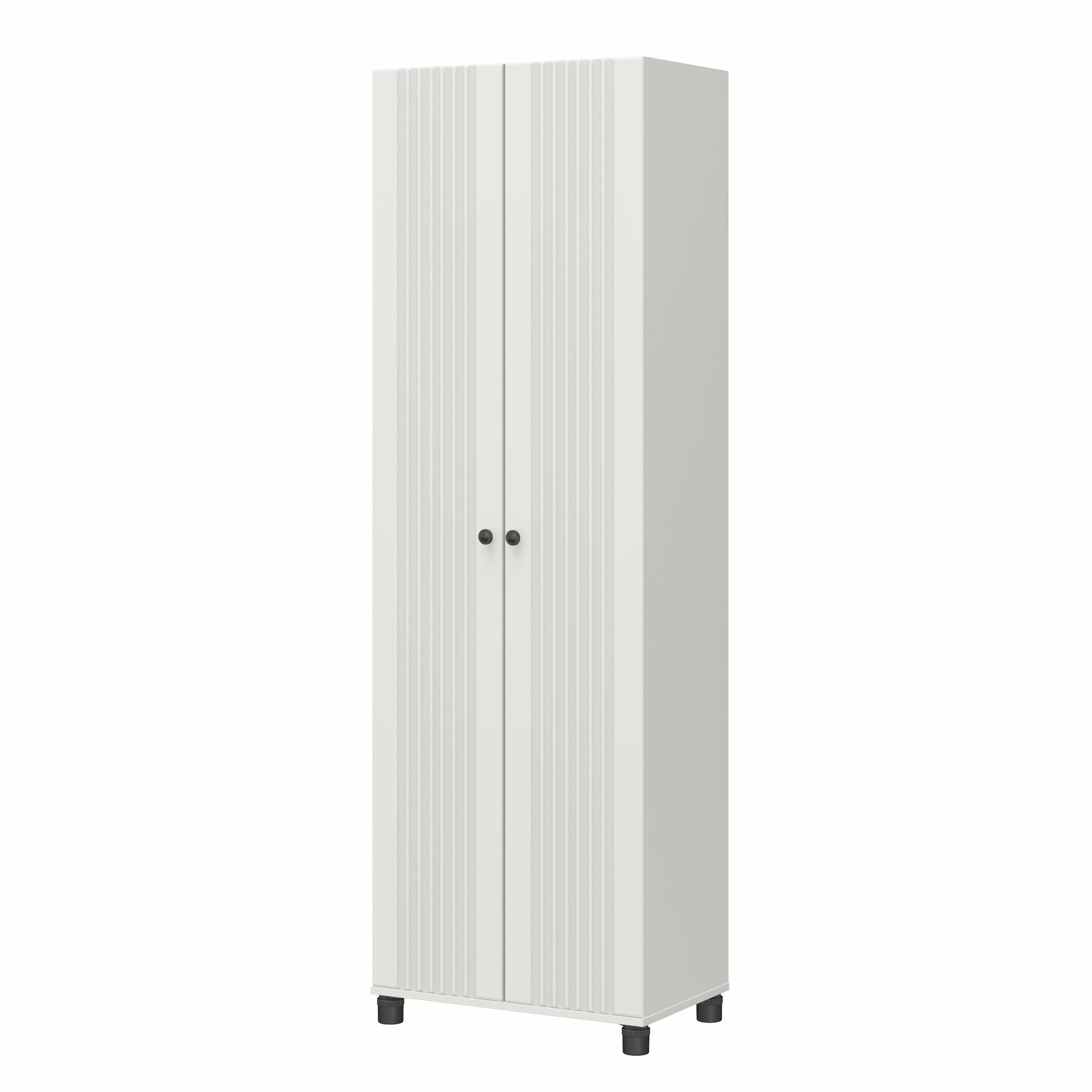 Systembuild Evolution Kendall Fluted 24" Wide 2 Door Storage Cabinet - White