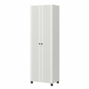 Systembuild Evolution Kendall Fluted 24" Wide 2 Door Storage Cabinet - White