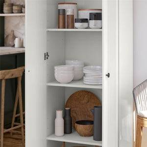 Systembuild Evolution Kendall Fluted 24" Wide 2 Door Storage Cabinet - White