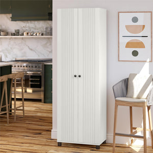 Systembuild Evolution Kendall Fluted 24" Wide 2 Door Storage Cabinet - White