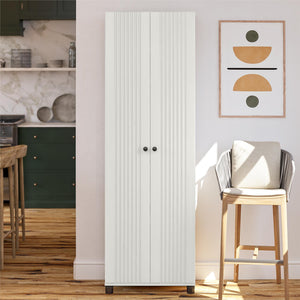 Systembuild Evolution Kendall Fluted 24" Wide 2 Door Storage Cabinet - White