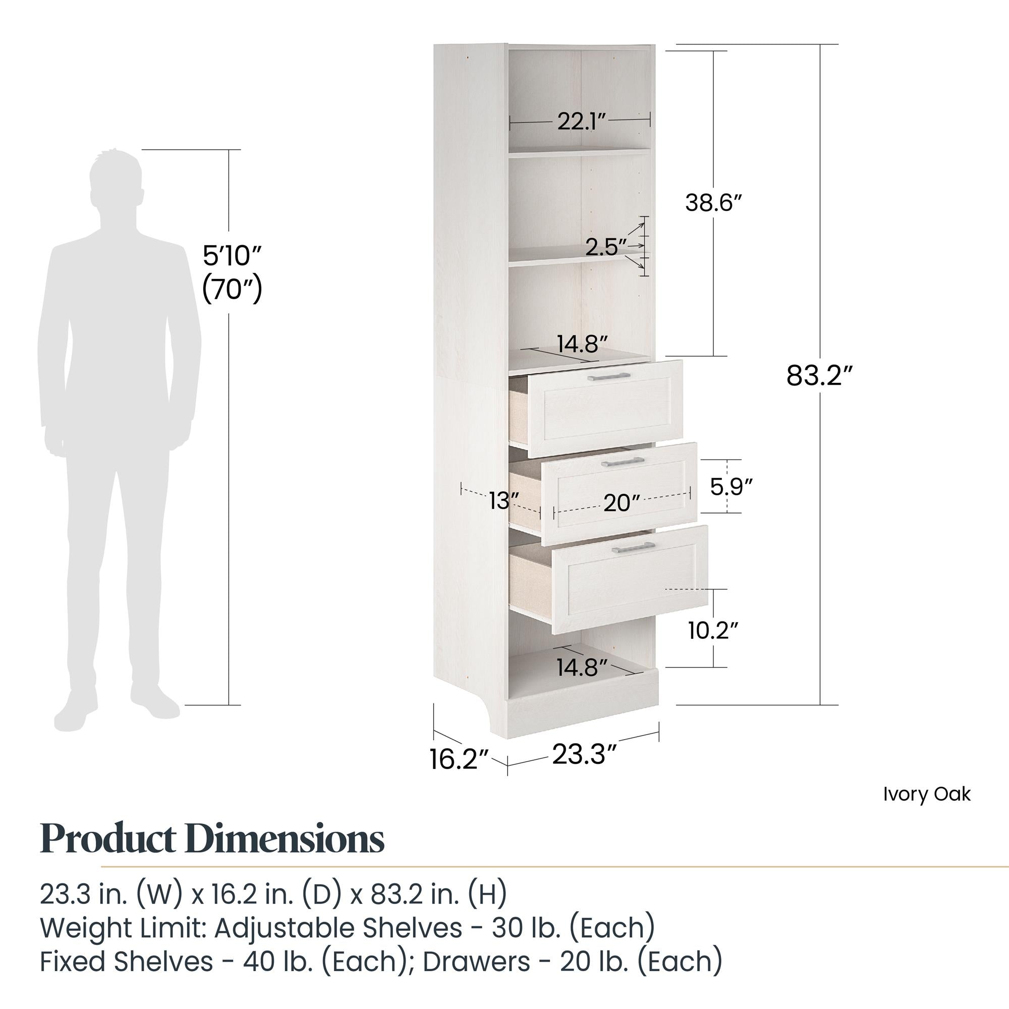 Systembuild Evolution Elba 4 Unit Modular Closet Bundle - Ivory Oak