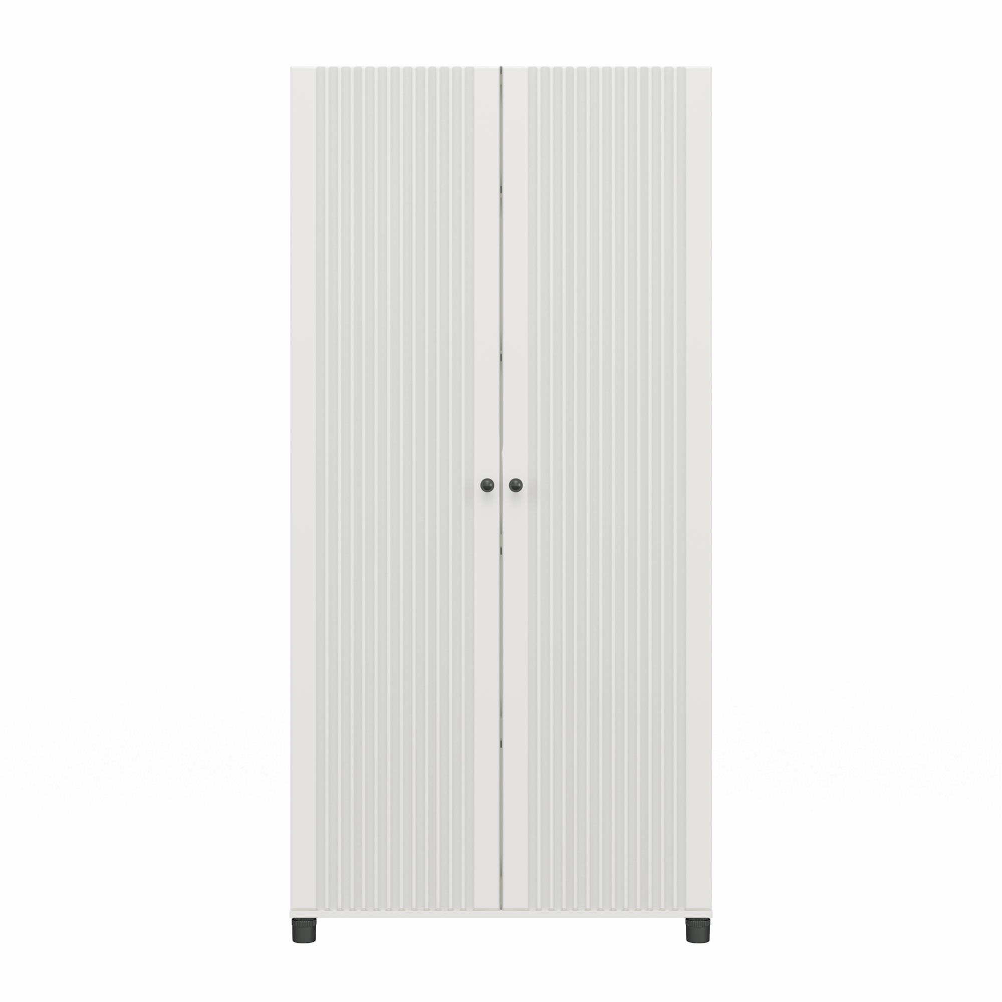 Systembuild Evolution Kendall Fluted 36" Wide 2 Door Storage Cabinet - White