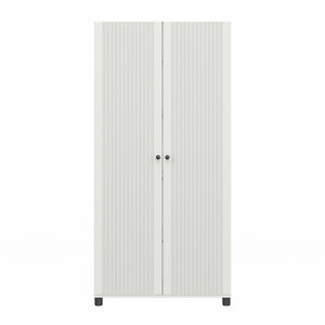 Systembuild Evolution Kendall Fluted 36" Wide 2 Door Storage Cabinet - White